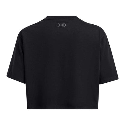 Black - Back - Under Armour Womens-Ladies Cropped Boxy T-Shirt