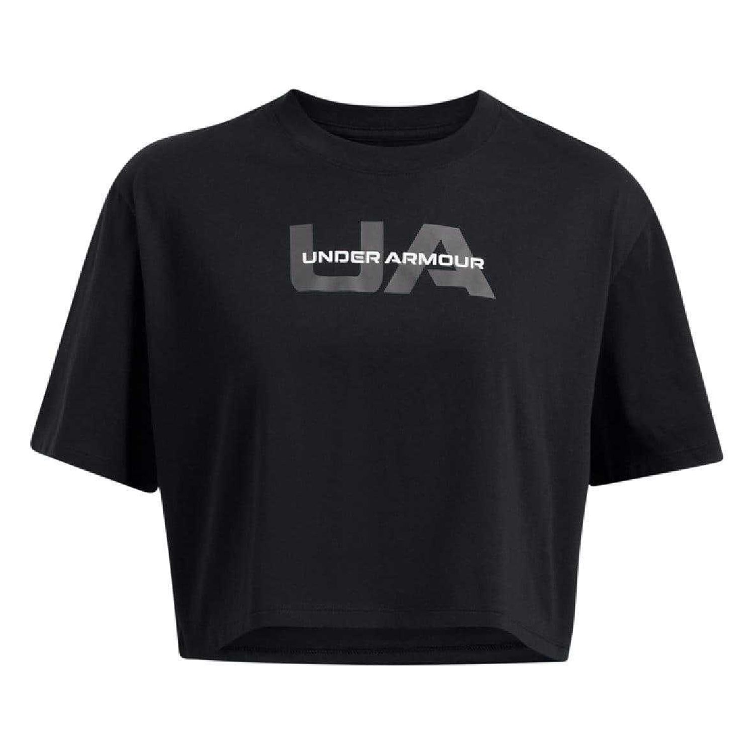 Black - Front - Under Armour Womens-Ladies Cropped Boxy T-Shirt