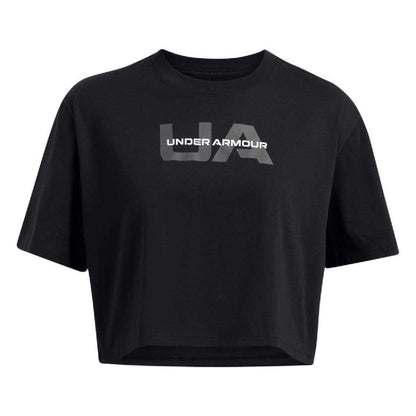 Black - Front - Under Armour Womens-Ladies Cropped Boxy T-Shirt