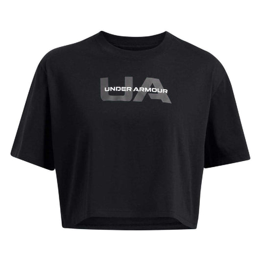 Black - Front - Under Armour Womens-Ladies Cropped Boxy T-Shirt