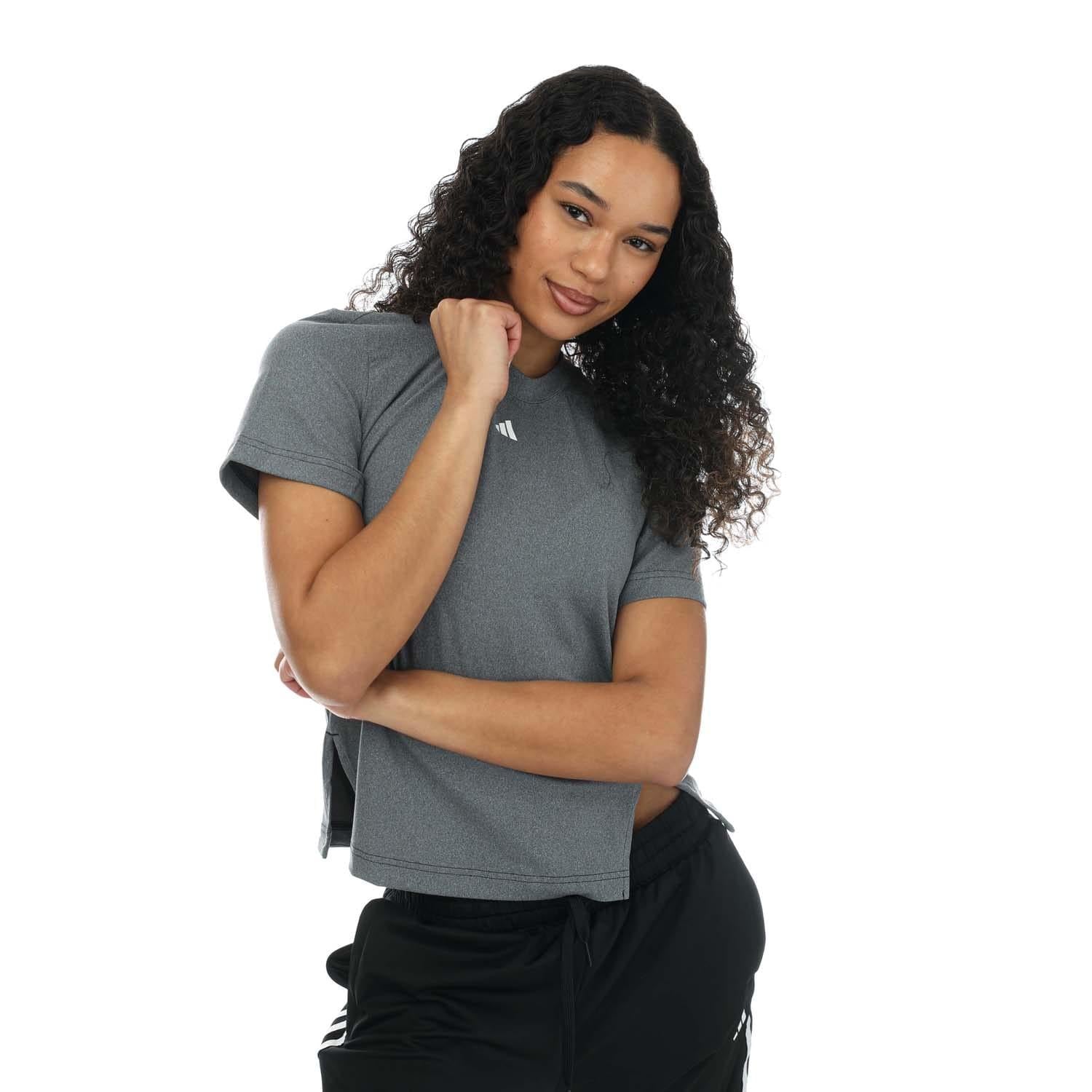 Grey - Side - Adidas Womens-Ladies Designed 2 Train T-Shirt