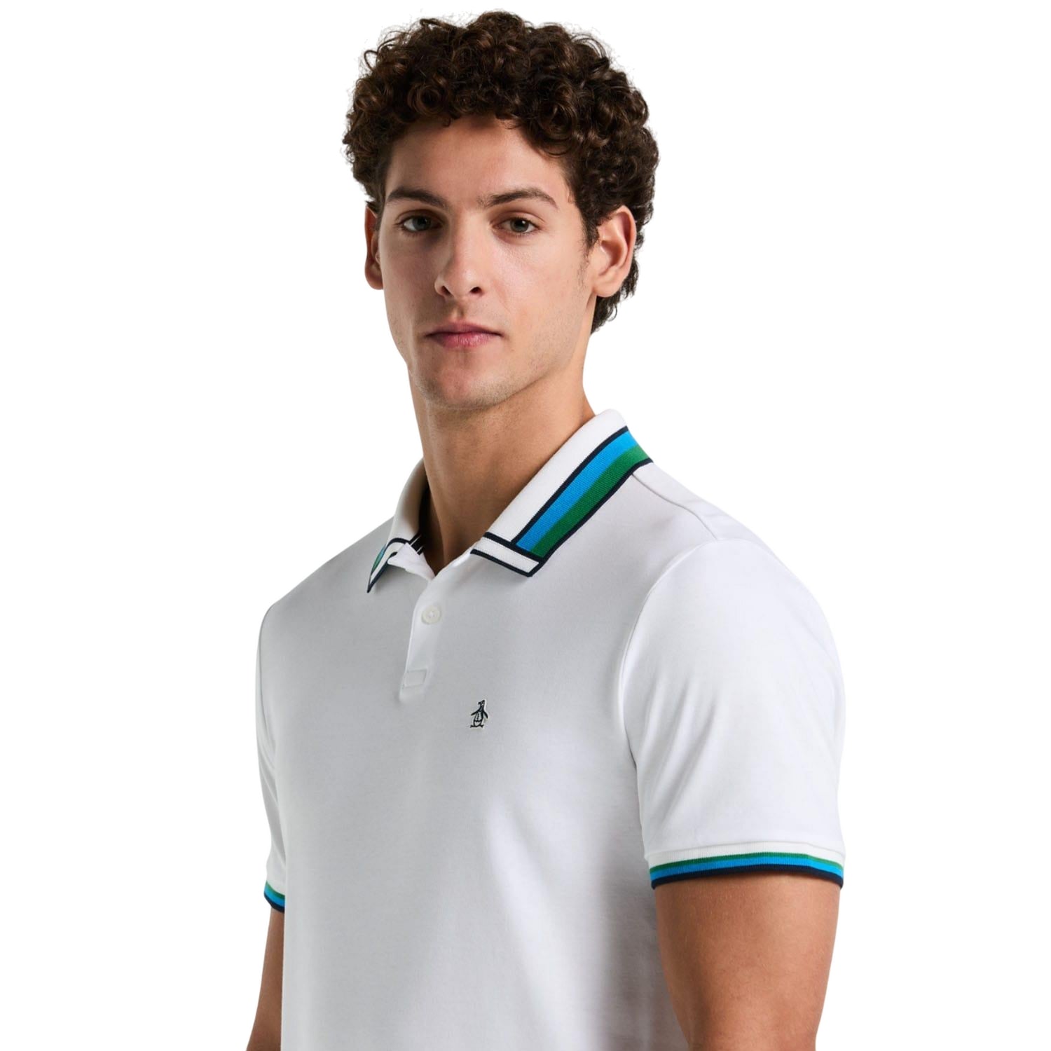 White - Side - Original Penguin Mens Interlock Polo Shirt