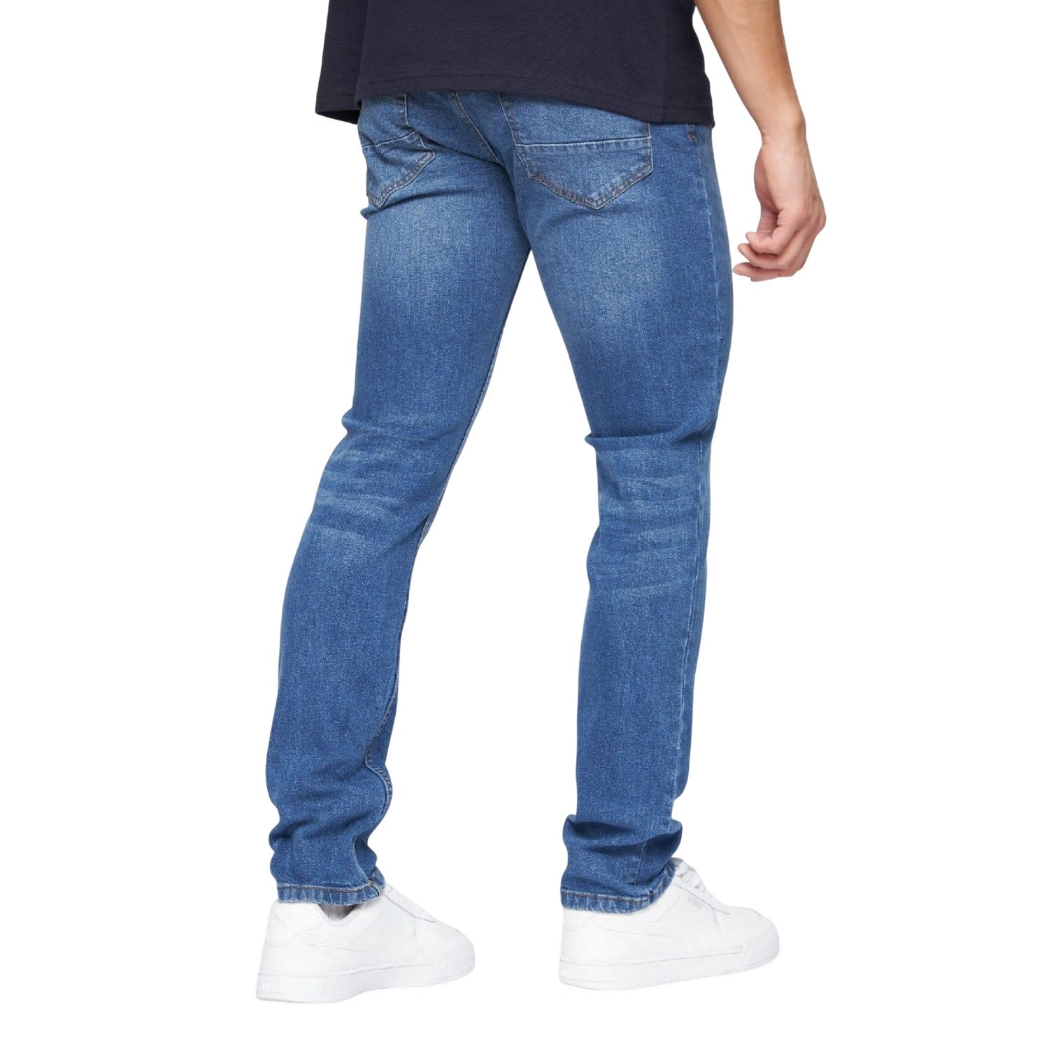 Blue - Back - Crosshatch Mens Malcom Slim Jeans