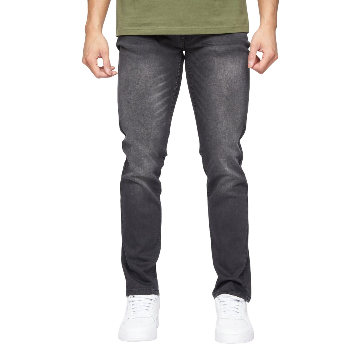 Grey - Front - Crosshatch Mens Malcom Slim Jeans