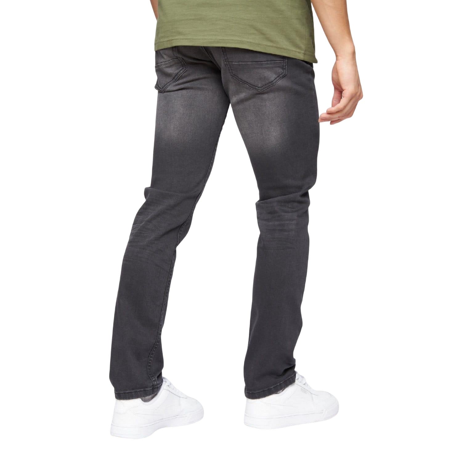 Grey - Back - Crosshatch Mens Malcom Slim Jeans