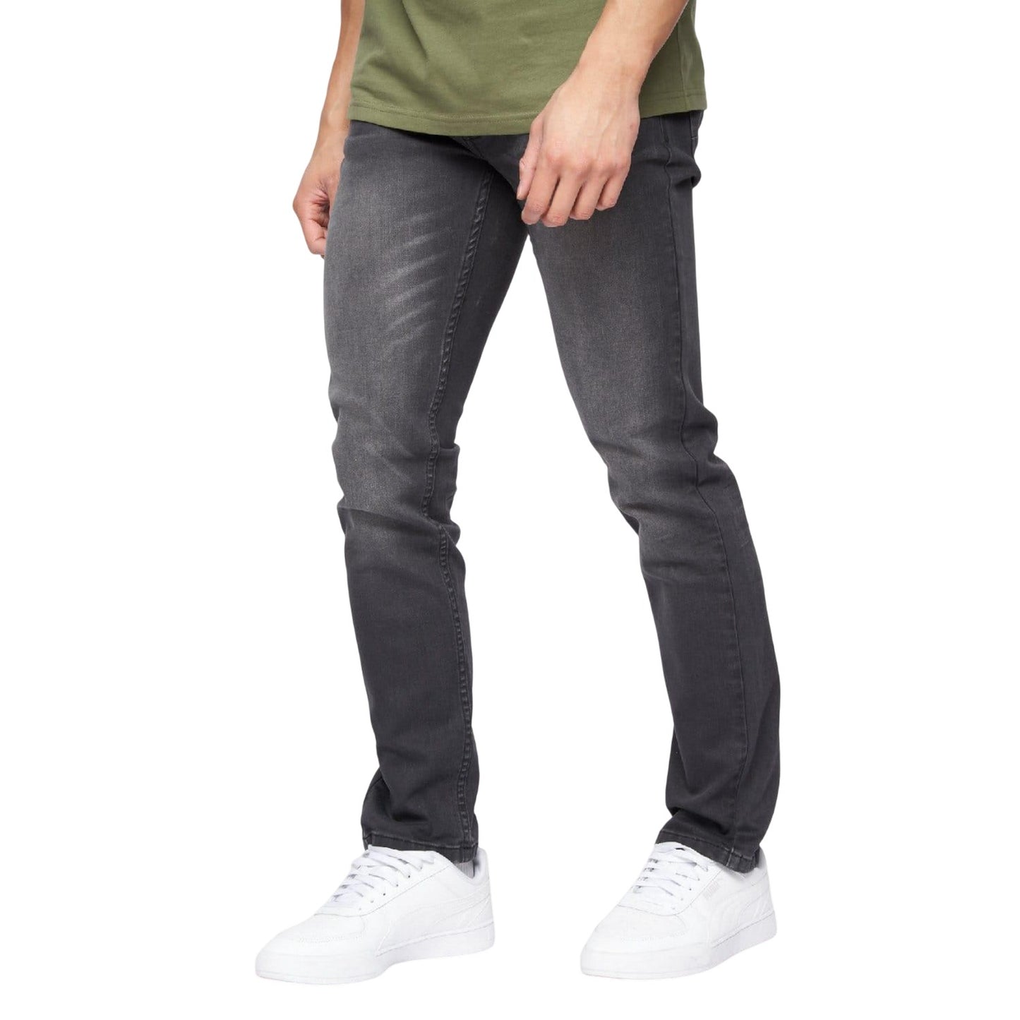 Grey - Side - Crosshatch Mens Malcom Slim Jeans