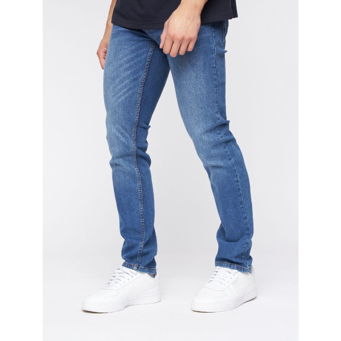 Stonewash - Front - Crosshatch Mens Malcom Slim Jeans