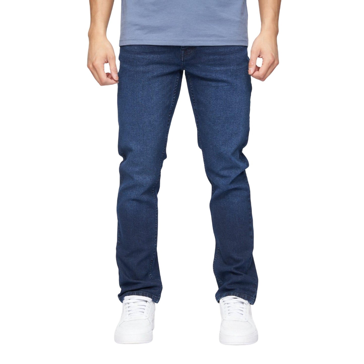 Dark Blue - Front - Crosshatch Mens Malcom Slim Jeans