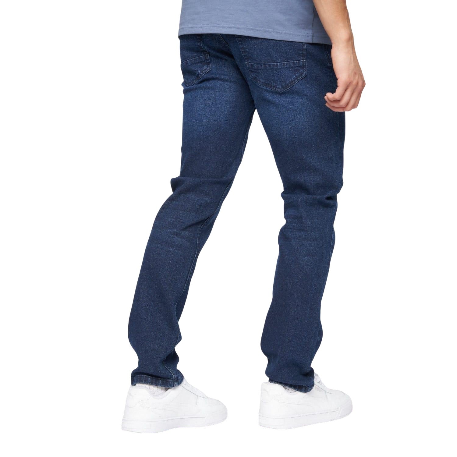 Dark Blue - Back - Crosshatch Mens Malcom Slim Jeans