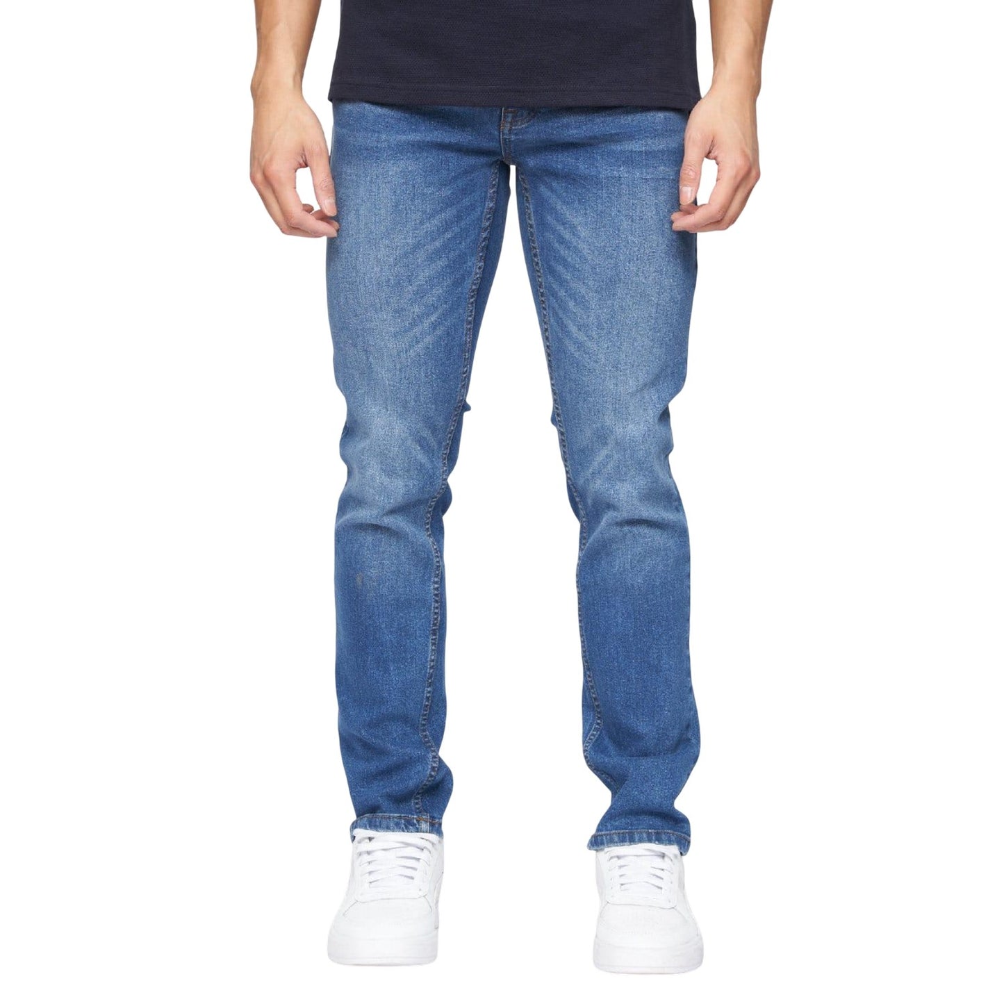 Blue - Front - Crosshatch Mens Malcom Slim Jeans
