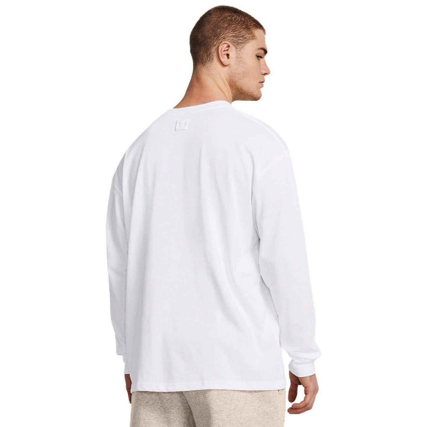 White - Back - Under Armour Mens Tonal Logo Heavyweight Long-Sleeved T-Shirt