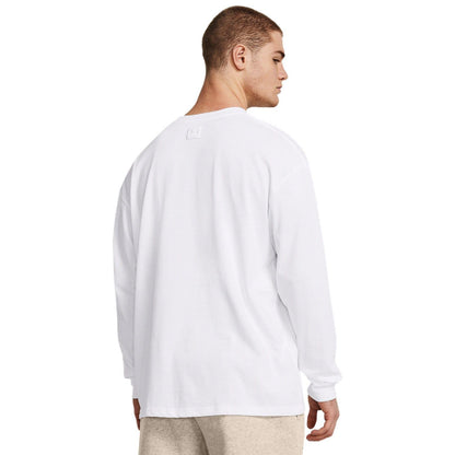 White - Back - Under Armour Mens Tonal Logo Heavyweight Long-Sleeved T-Shirt