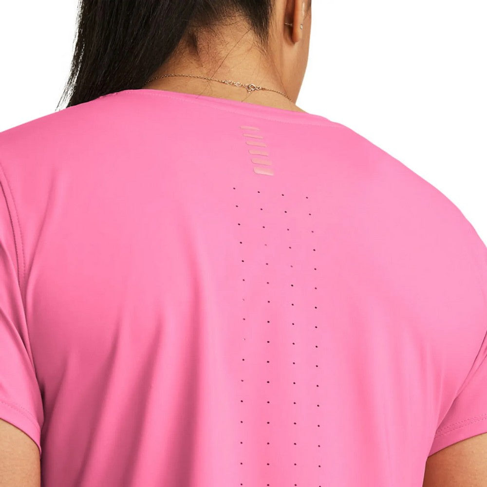 Pink - Side - Under Armour Womens-Ladies Launch Elite Short-Sleeved T-Shirt