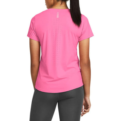 Pink - Back - Under Armour Womens-Ladies Launch Elite Short-Sleeved T-Shirt