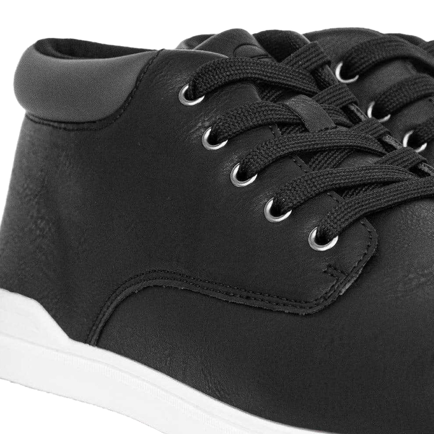 Black - Back - Crosshatch Mens Alistair Leather Trainers