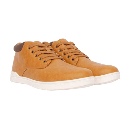 Brown - Front - Crosshatch Mens Alistair Leather Trainers
