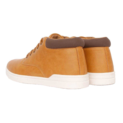 Brown - Back - Crosshatch Mens Alistair Leather Trainers