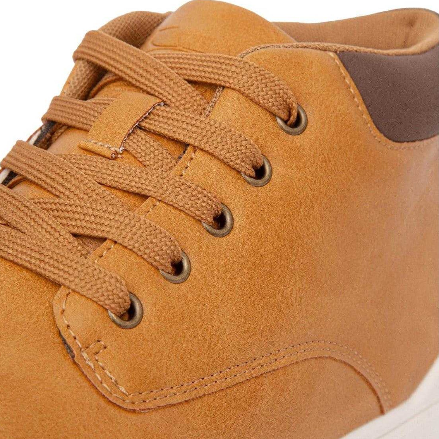 Brown - Side - Crosshatch Mens Alistair Leather Trainers