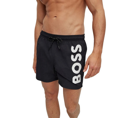 Black - Side - Boss Mens Octopus Swim Shorts