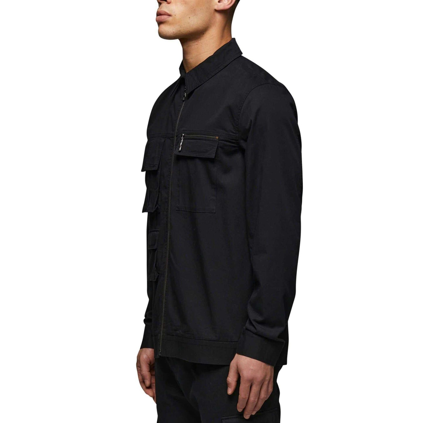 Black - Side - Mallet Mens Shirt Jacket