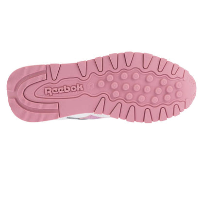 White-Pink - Side - Reebok Childrens-Kids Classic Leather Shoes