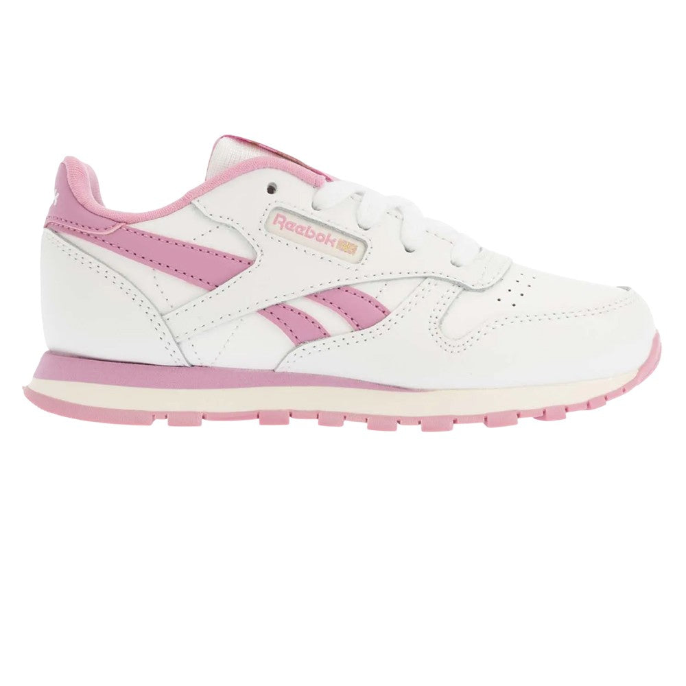 White-Pink - Lifestyle - Reebok Childrens-Kids Classic Leather Shoes
