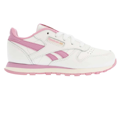 White-Pink - Lifestyle - Reebok Childrens-Kids Classic Leather Shoes
