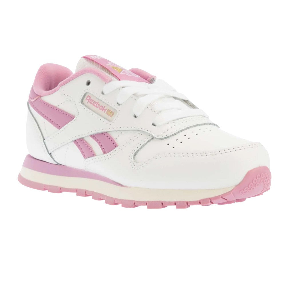 White-Pink - Front - Reebok Childrens-Kids Classic Leather Shoes