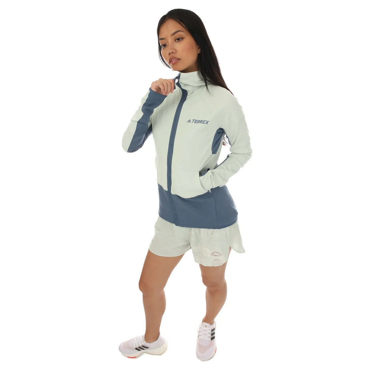 Light Green-Navy Blue - Lifestyle - Adidas Womens-Ladies Terrex Zupahike Fleece Jacket