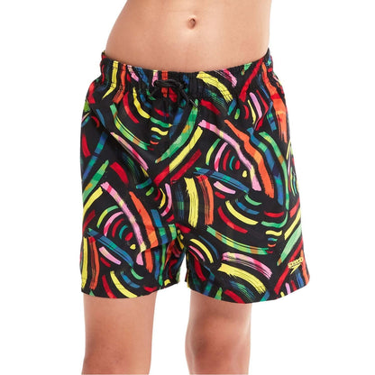 Black-Red - Lifestyle - Speedo Boys Digital Print Swim Shorts