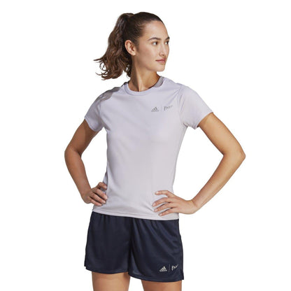 Lilac - Side - Adidas Womens-Ladies Parley Running T-Shirt