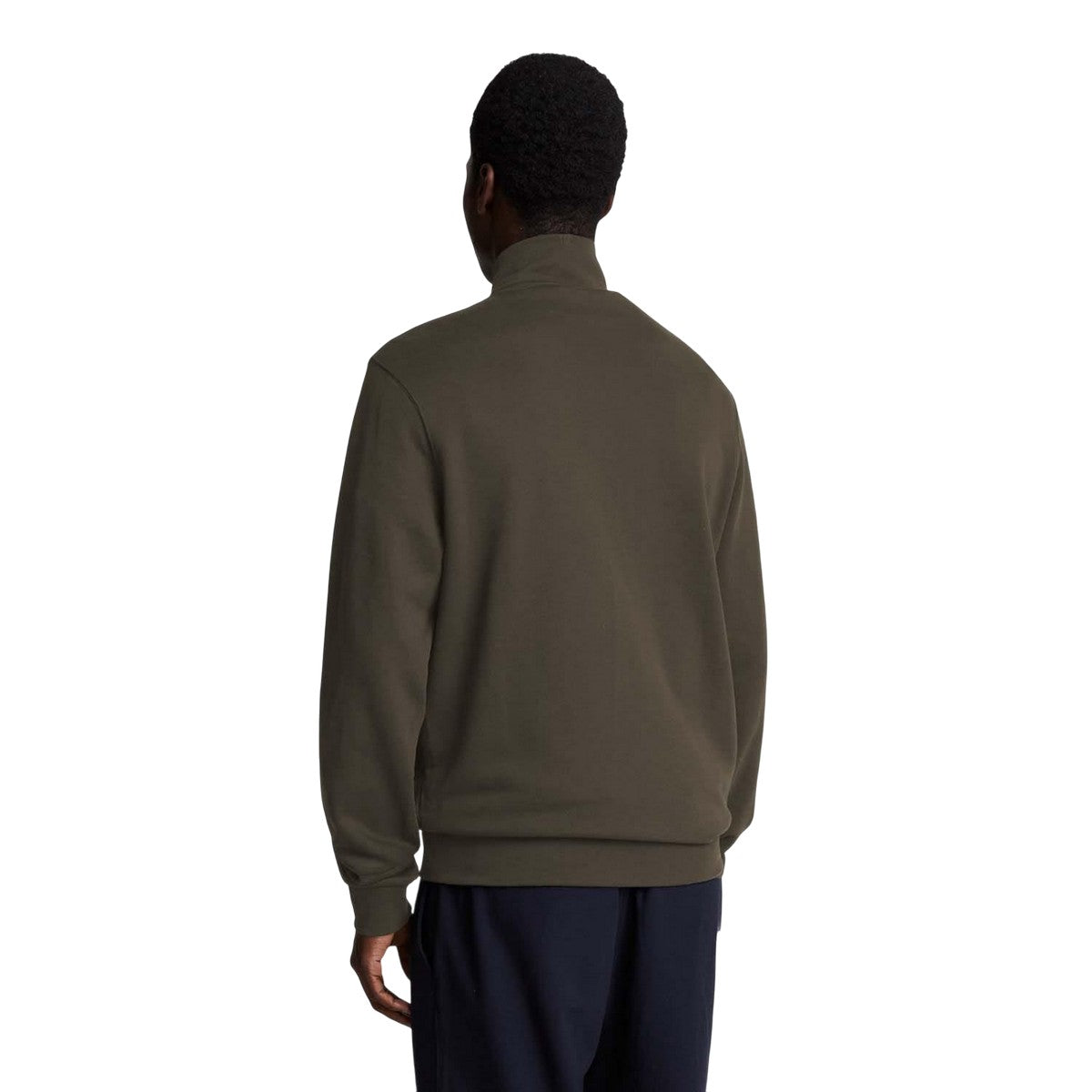 Green - Back - Lyle & Scott Mens Tonal Eagle Quarter Zip Sweatshirt