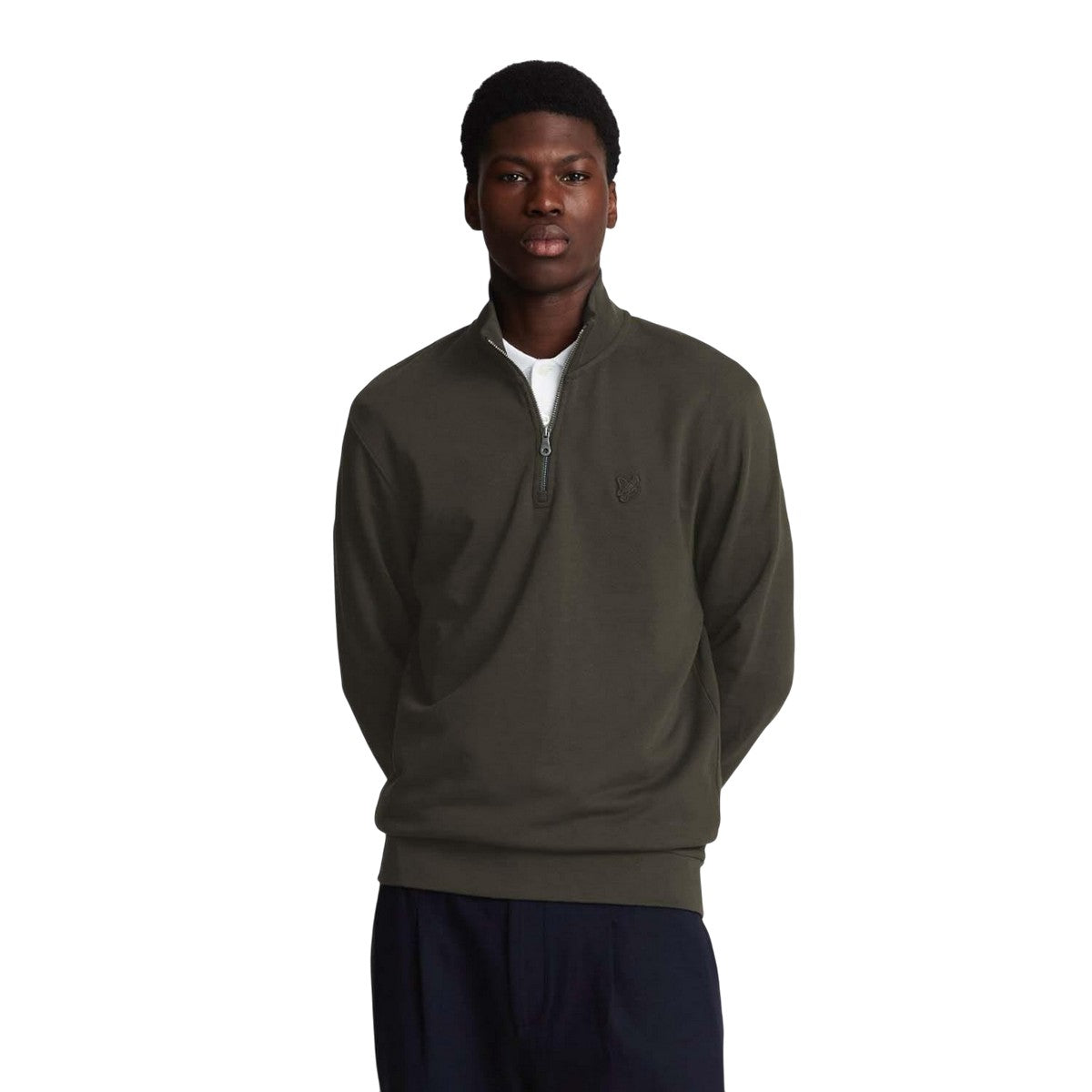 Green - Lifestyle - Lyle & Scott Mens Tonal Eagle Quarter Zip Sweatshirt
