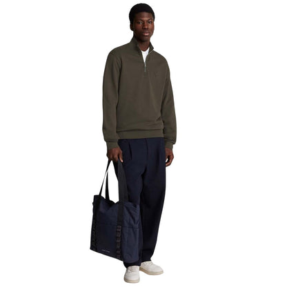 Green - Pack Shot - Lyle & Scott Mens Tonal Eagle Quarter Zip Sweatshirt