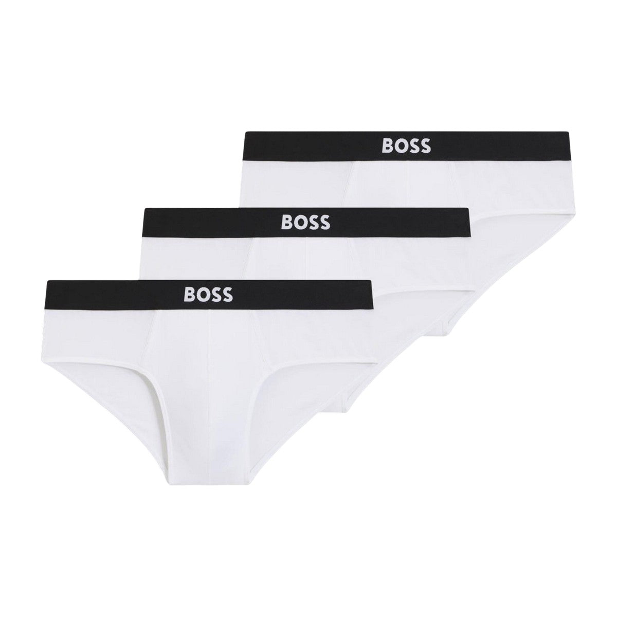 White - Front - Boss Mens Logo Briefs (Pack of 3)