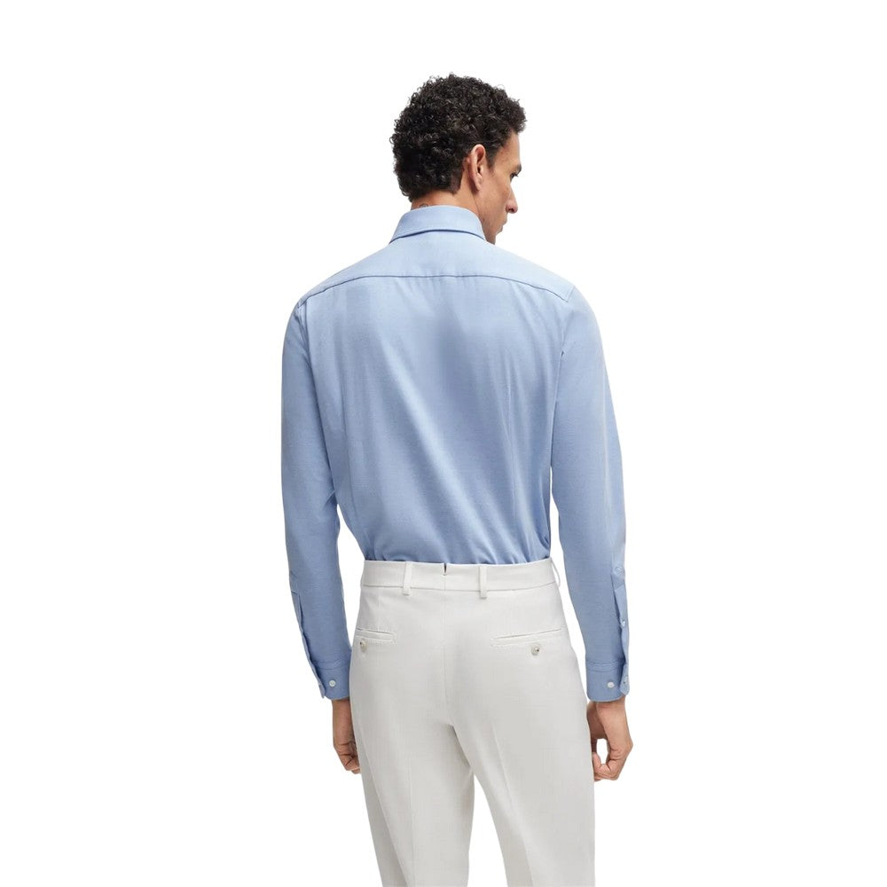 Blue - Back - Boss Mens L-Hays Kent Collar Shirt
