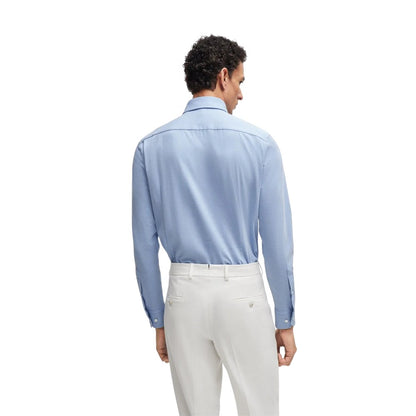 Blue - Back - Boss Mens L-Hays Kent Collar Shirt