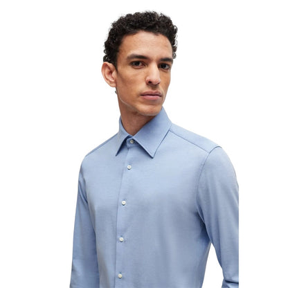 Blue - Side - Boss Mens L-Hays Kent Collar Shirt