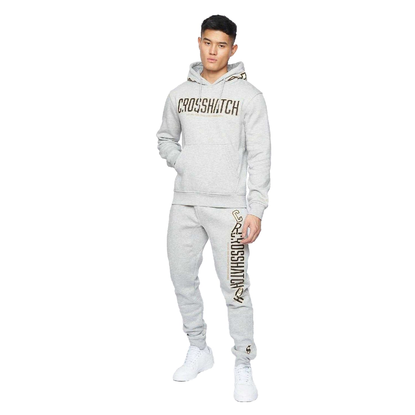Grey - Lifestyle - Crosshatch Unisex Adult Doddington Hoodie