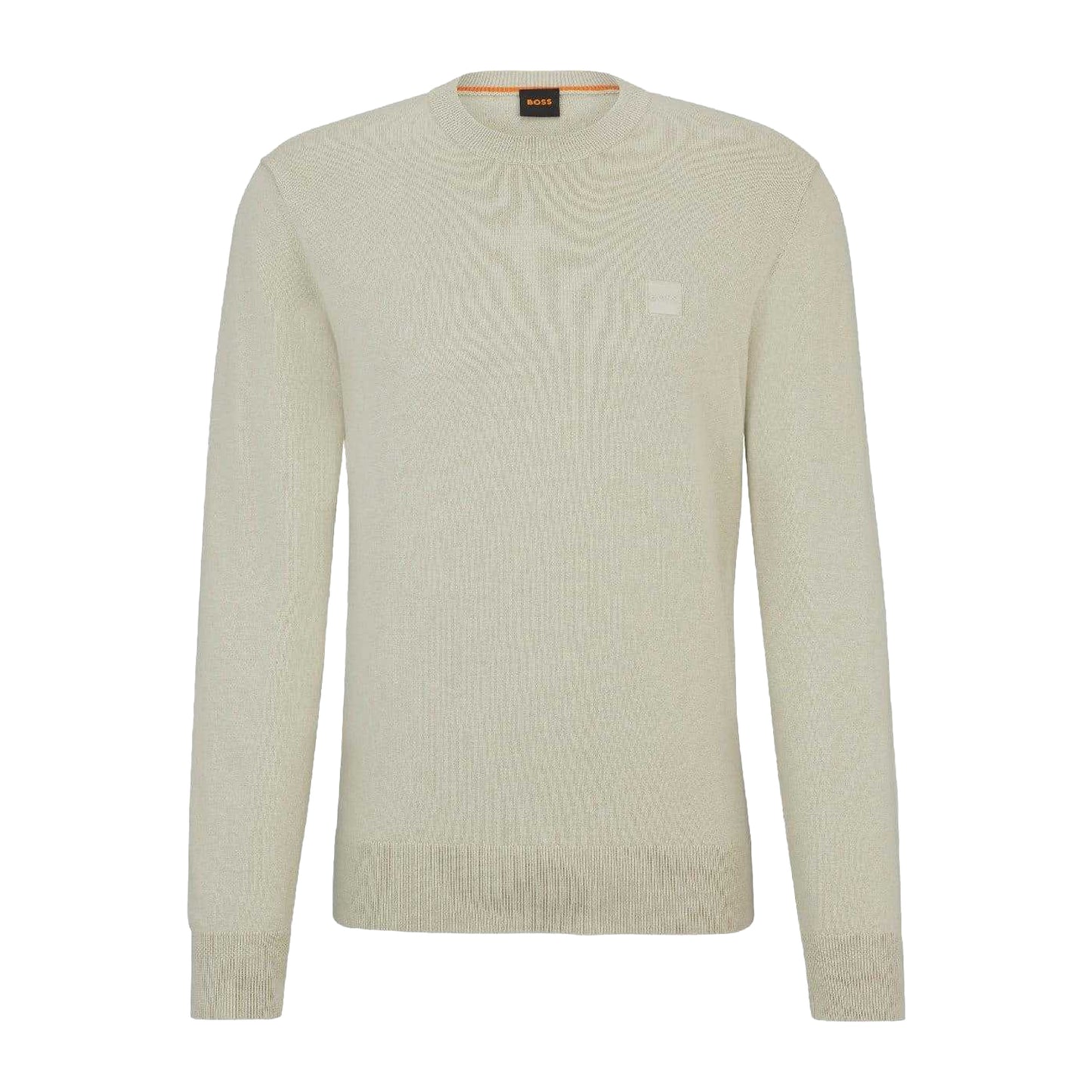 Beige - Front - Boss Mens Kanovano Crew Neck Sweater Top