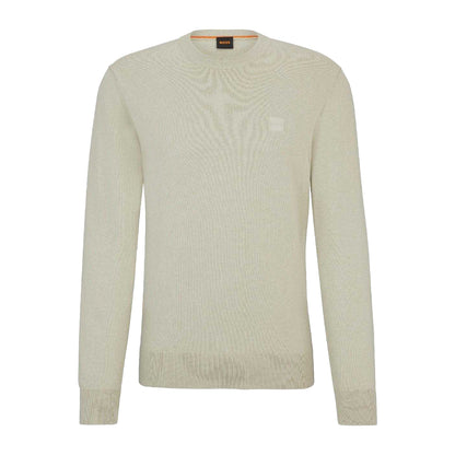 Beige - Front - Boss Mens Kanovano Crew Neck Sweater Top