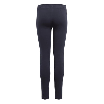 Navy - Back - Adidas Girls Essentials 3 Stripes Leggings