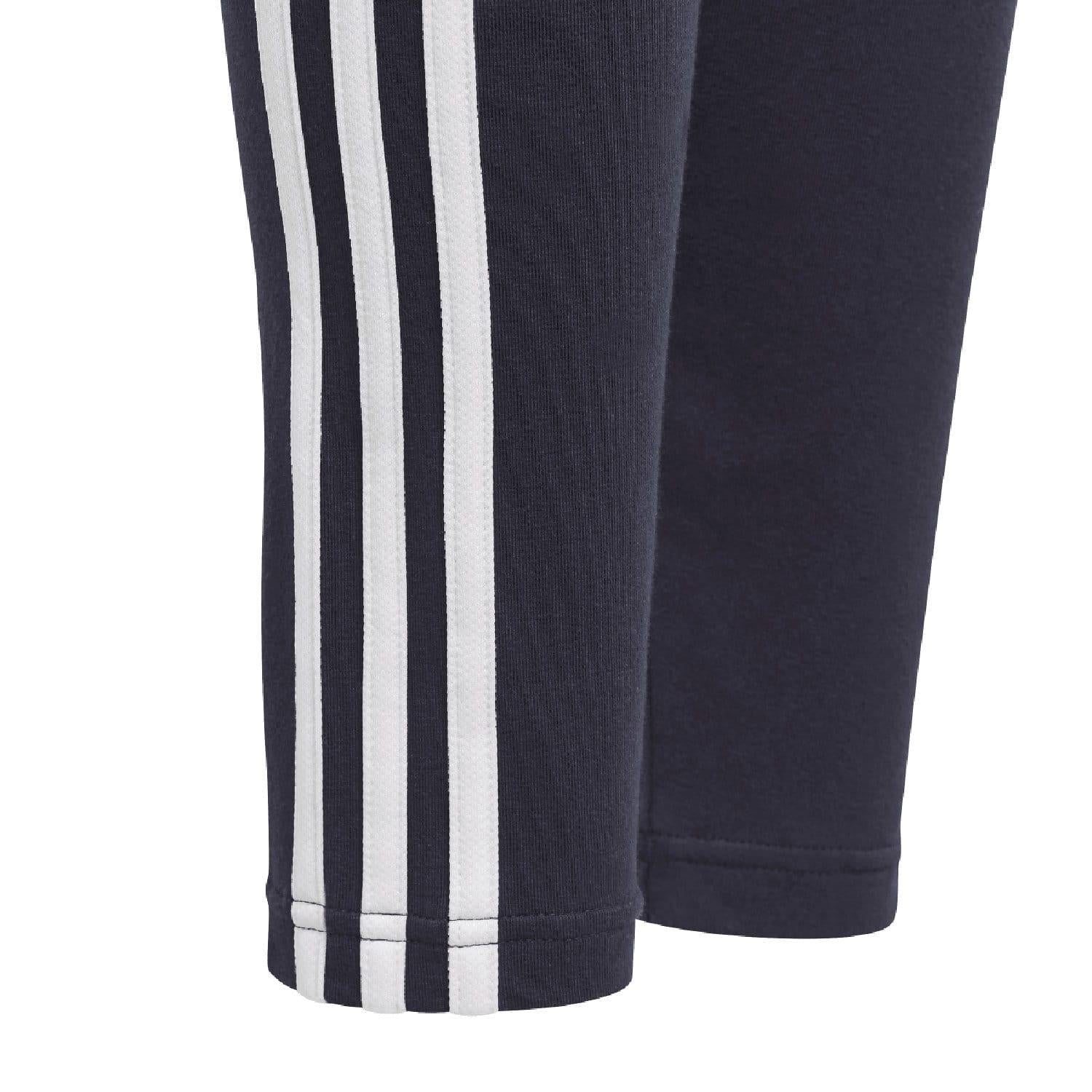 Navy - Pack Shot - Adidas Girls Essentials 3 Stripes Leggings