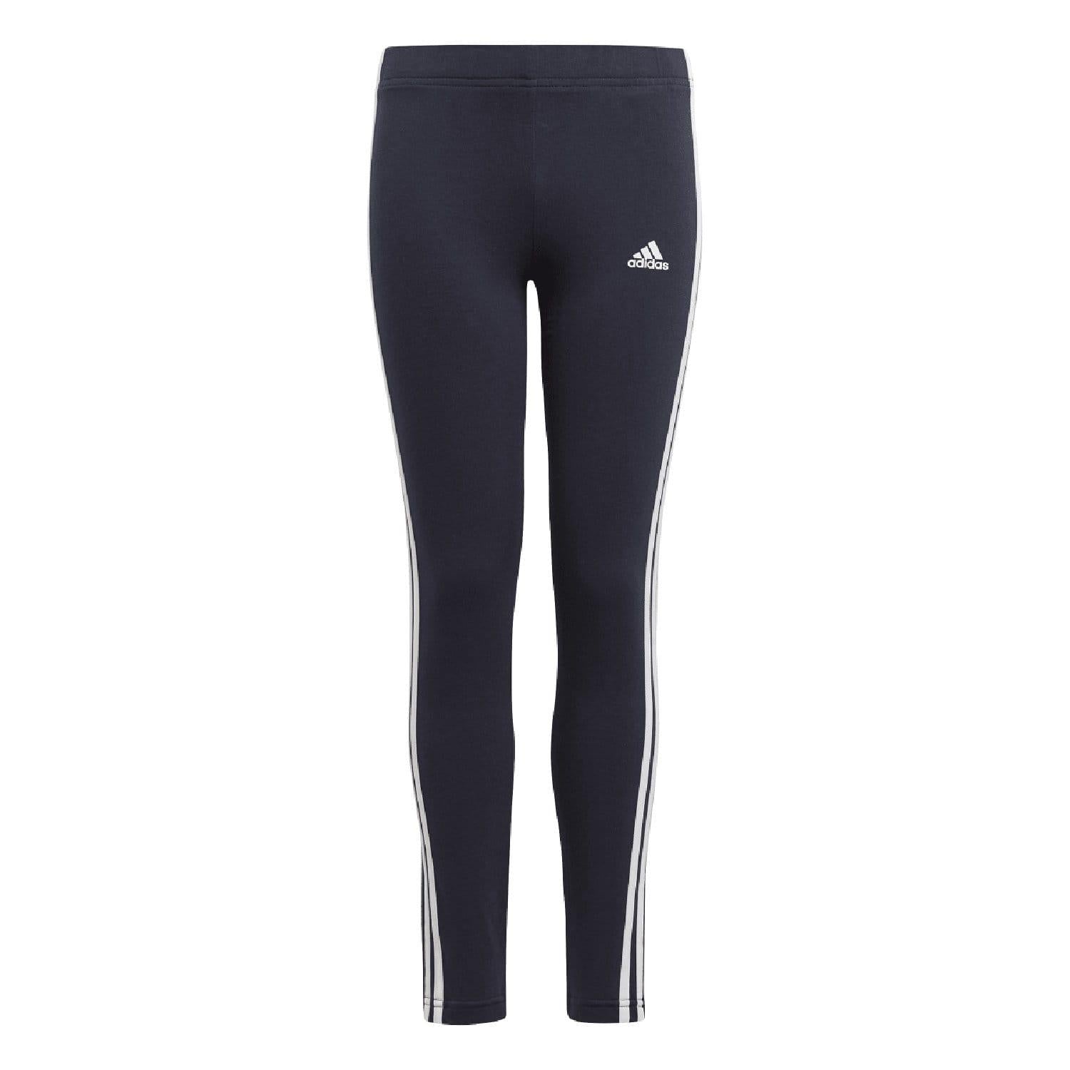 Navy - Front - Adidas Girls Essentials 3 Stripes Leggings