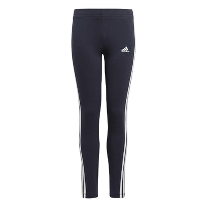 Navy - Front - Adidas Girls Essentials 3 Stripes Leggings