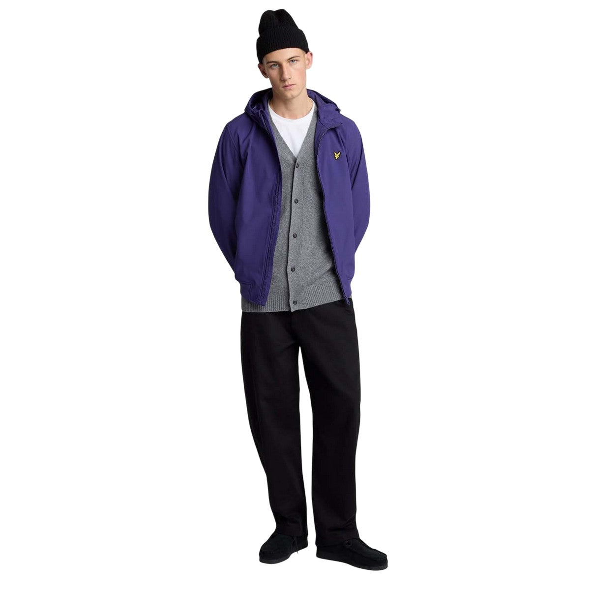 Purple - Close up - Lyle & Scott Mens Lined Mesh Back Soft Shell Jacket