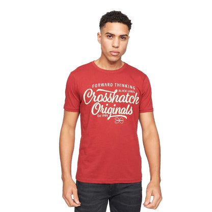 White-Black-Navy-Grey-Red - Side - Crosshatch Mens Luckmoore Printed T-Shirt (Pack of 5)