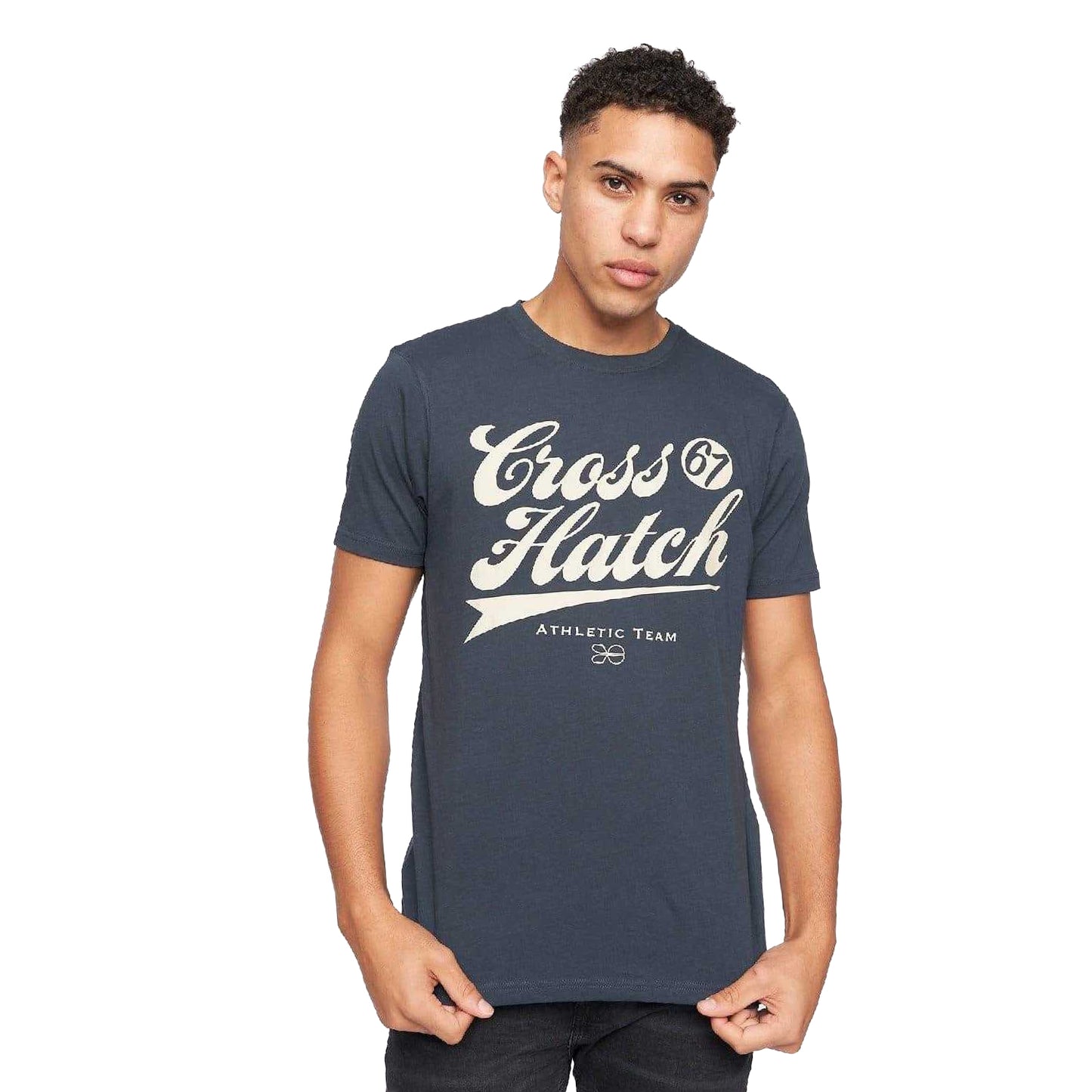White-Black-Navy-Grey-Red - Close up - Crosshatch Mens Luckmoore Printed T-Shirt (Pack of 5)