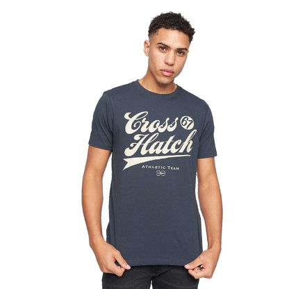 White-Black-Navy-Grey-Red - Close up - Crosshatch Mens Luckmoore Printed T-Shirt (Pack of 5)