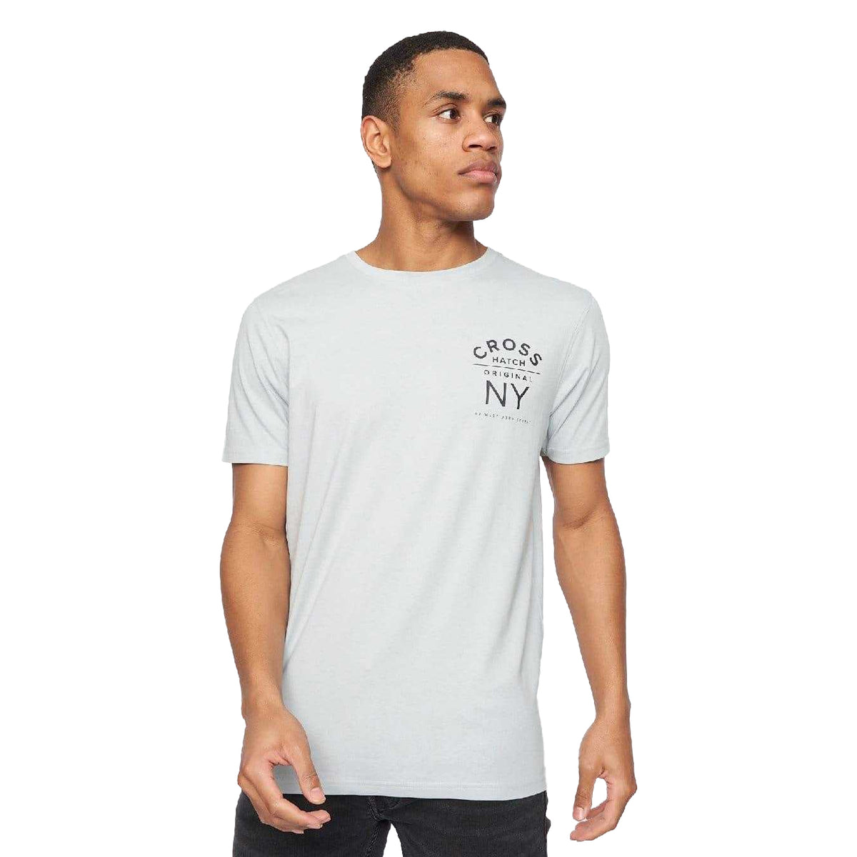 Navy-Orange-Black-Grey Marl-White - Lifestyle - Crosshatch Mens Brandax Printed T-Shirt (Pack of 5)